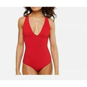 Andie Swim Bali Cherry Red Criss Cross Bathingsuit‎ Large One Piece Swimsuit